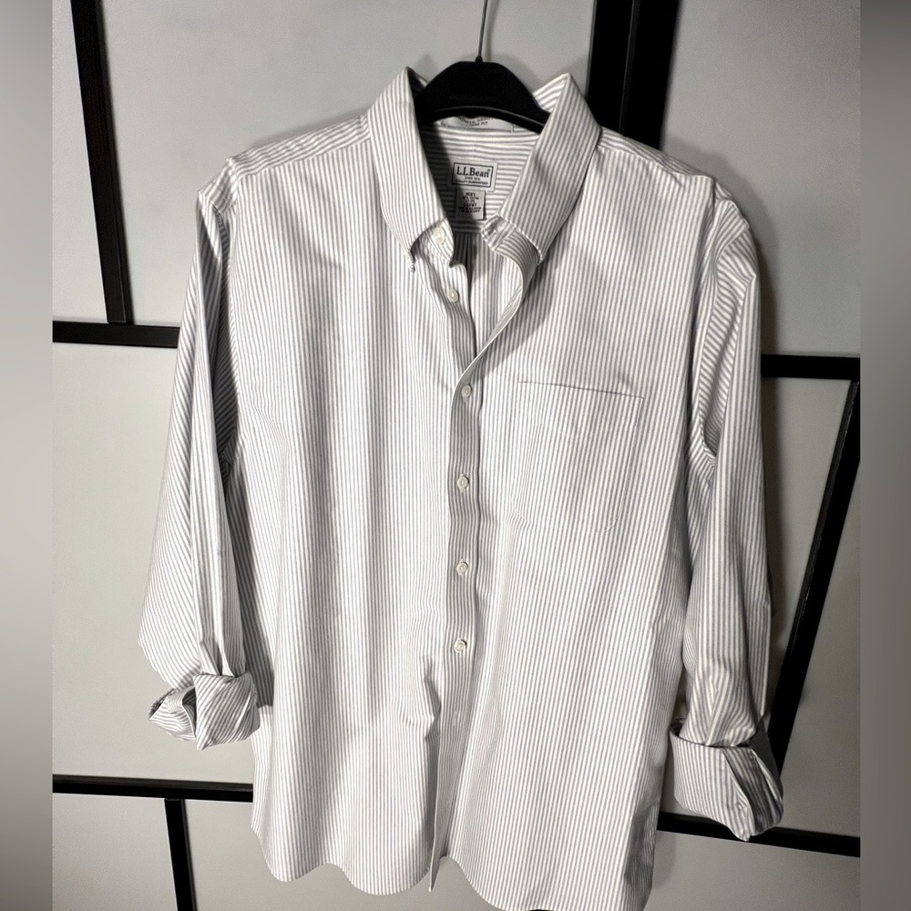 LL Bean Striped Oxford Button Down. Size XL, trim fit. Perfect condition.
